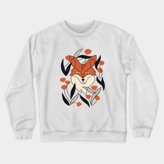 Floral Fox Crewneck Sweatshirt by Renea L Thull